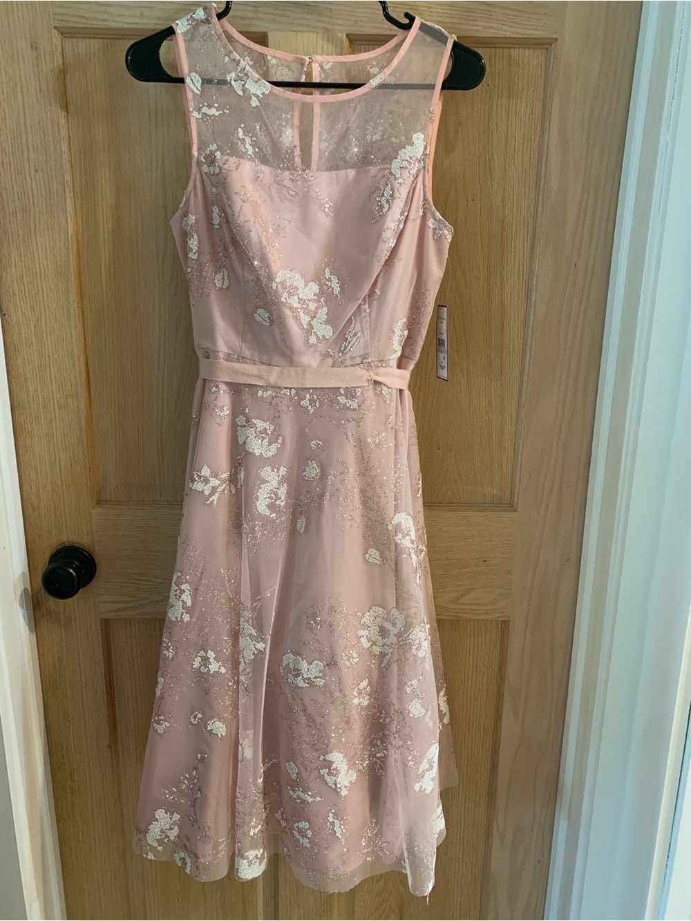 Jessica Howard Blush Pink Metallic Floral Midi Dress
